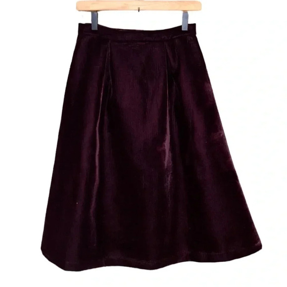 ASOS Velvet Midi Skirt Plum Size 4 - Picture 1 of 8